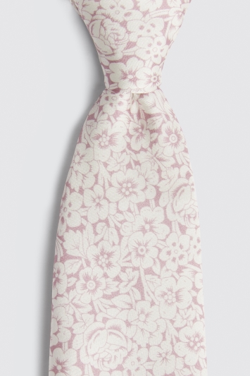 Dusty Pink Ornate Floral Print Silk Tie
