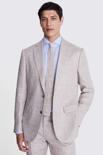 Tailored Fit Oatmeal Linen Suit Jacket