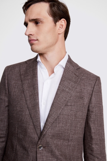 Tailored Fit Brown Linen Jacket