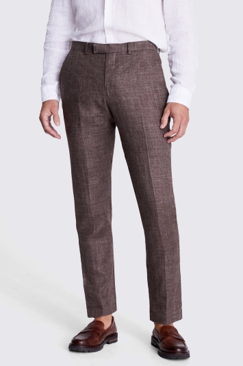 Tailored Fit Brown Linen Trousers