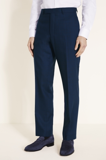 Regular Fit Navy Red Check Trousers