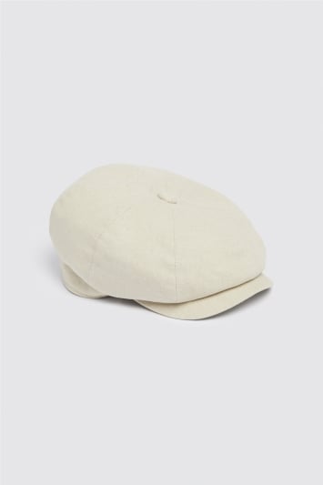 Ecru Linen Baker Boy Cap