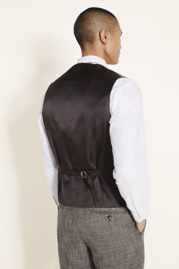 Tailored Fit Brown Puppytooth Waistcoat