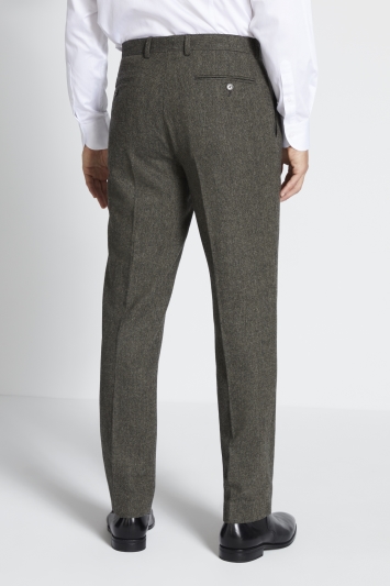 Regular Fit Olive Herringbone Trousers