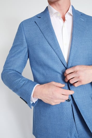 Tailored Fit Mid Blue Check Jacket
