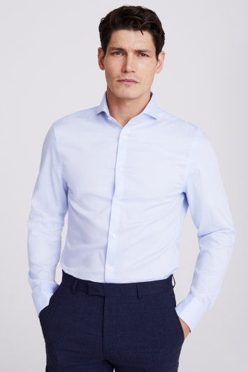 Slim Fit Double Cuff Sky Royal Oxford Non-Iron Shirt