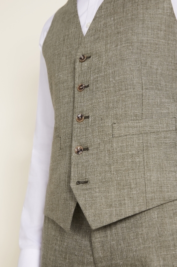 Tailored Fit Sage Linen Waistcoat
