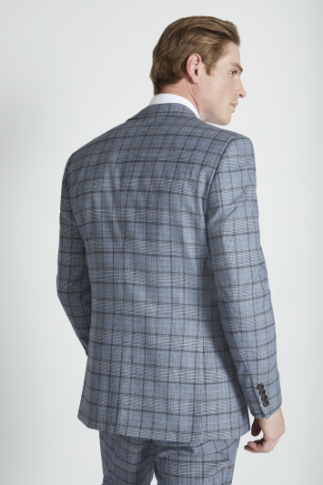 Tailored Fit Mid Blue Check Jacket 
