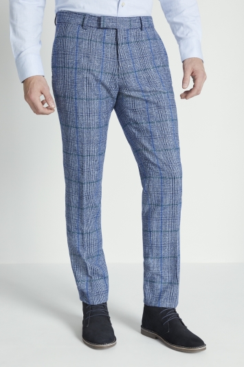 Slim Fit Blue Boucle Check Trousers