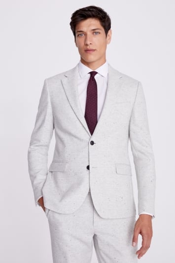 Slim Fit Grey Donegal Tweed Suit Jacket