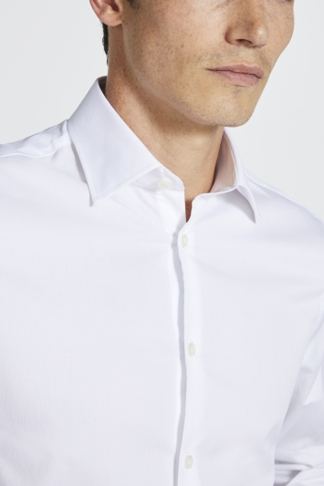 Tailored Fit White Piquet Textured Shirt