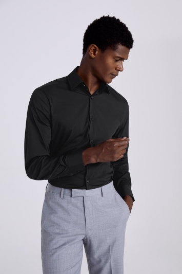 Tailored Fit Black Performance Stretch Shirt