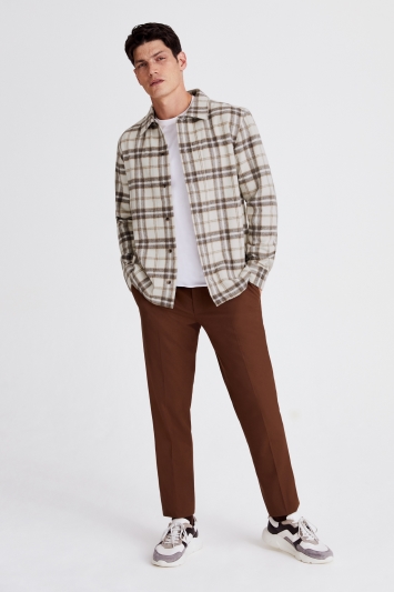 Tailored Fit Tobacco Check Overshirt