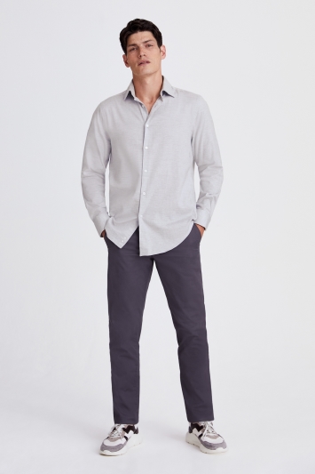 Tailored Fit Grey Brushed Melange Shirt