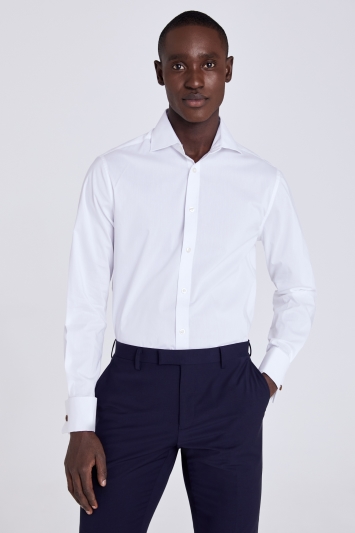 Tailored Fit Double Cuff White Stretch Shirt