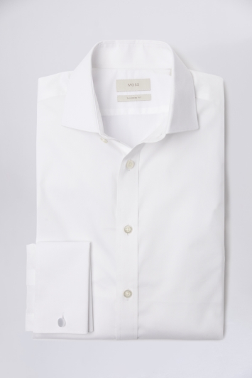 Tailored Fit Double Cuff White Stretch Shirt