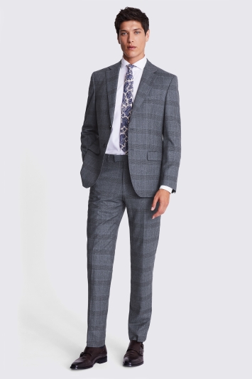 Tailored Fit Grey Check Jacket