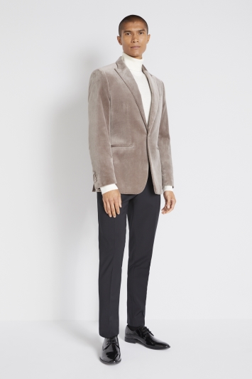Tailored Fit Taupe Velvet Jacket