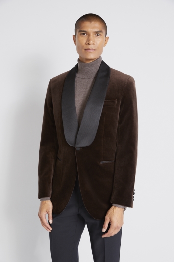 Tailored Fit Brown Velvet Jacket