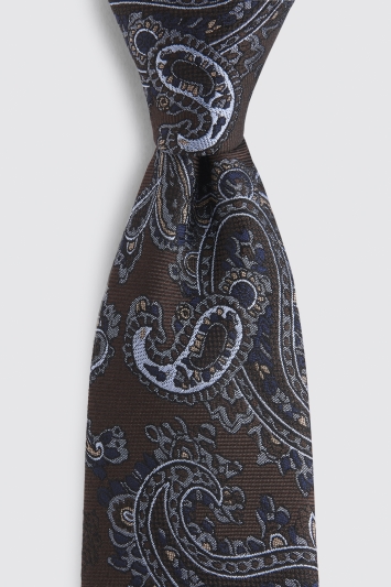 Chocolate & Navy Paisley Silk Tie