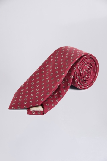 Burgundy & Pink Floral Geometric Silk Tie