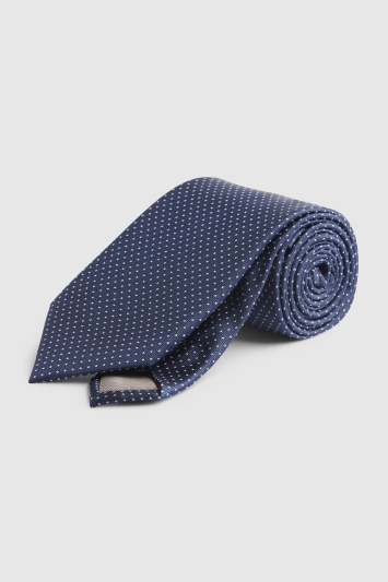Navy Pindot Silk Tie