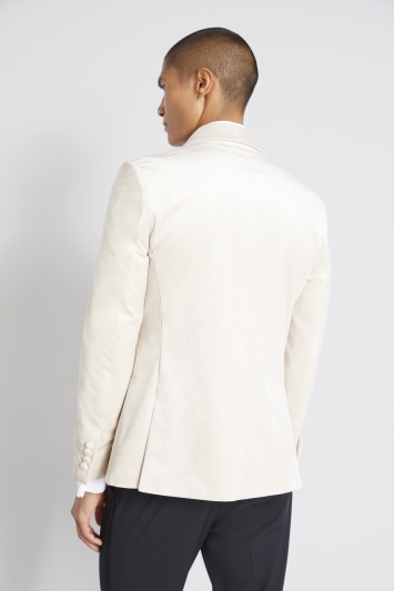 Slim Fit Winter White Velvet Jacket