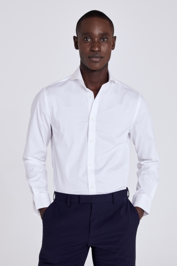 Tailored-Fit White Twill Stretch Shirt