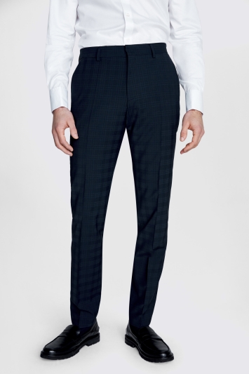 Slim Fit Navy Check Trousers