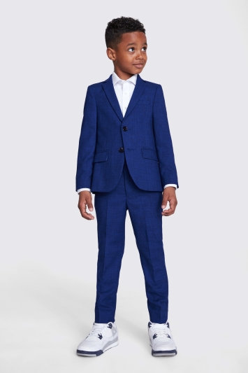Boys Blue Slub Suit Jacket