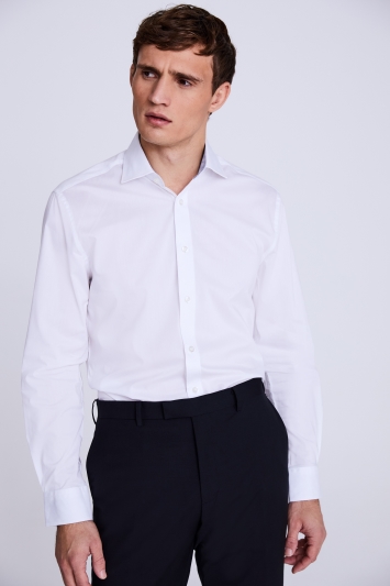 Tailored-Fit White Stretch Contrast Shirt