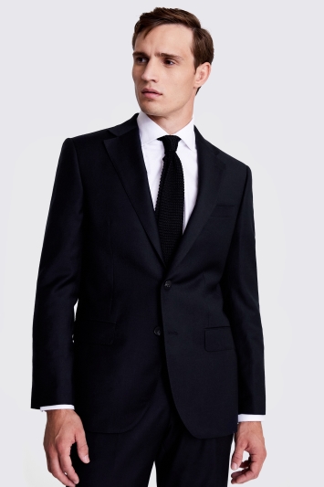 Regular Fit Black Twill Suit Jacket
