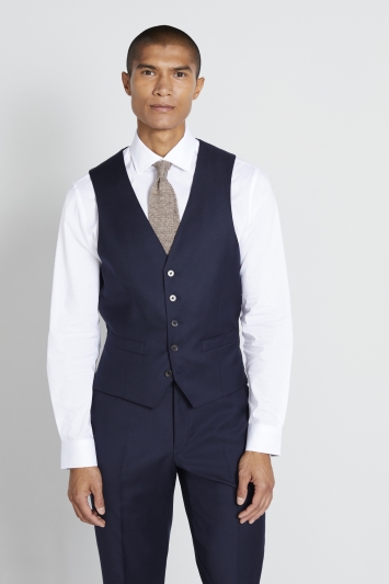 Regular Fit Navy Twill Waistcoat