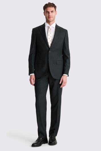 Moss Custom Made Charcoal Twill Suit In Grey