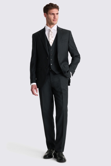 Moss Custom Made  Charcoal Twill Suit In Grey