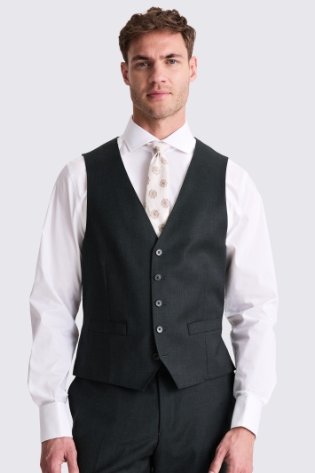 Moss Custom Made Charcoal Twill Suit In Grey