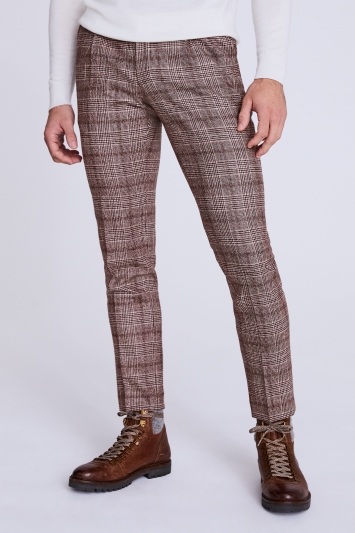 Slim Fit Red Check Trousers