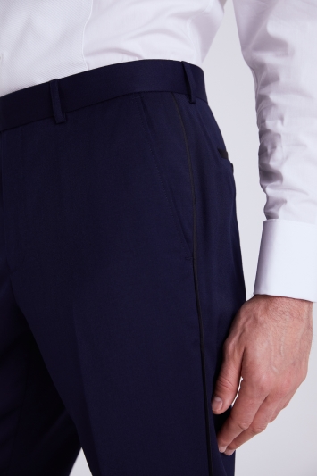 Tailored Fit Navy Twill Tuxedo Trousers