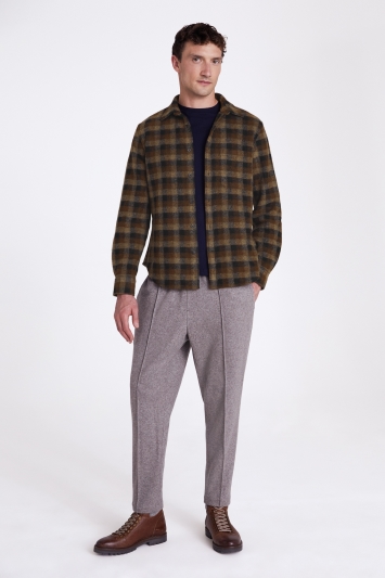 Tailored Fit Brown Check Overshirt