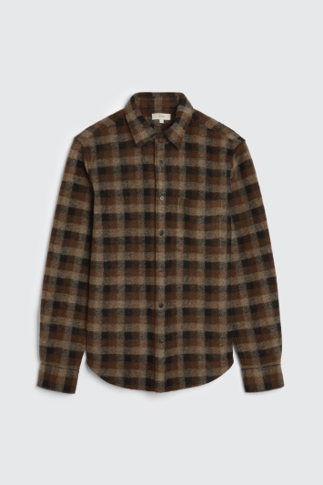 Tailored Fit Brown Check Overshirt