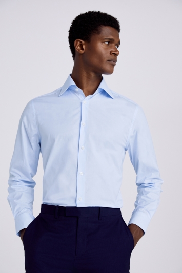 Tailored Fit Sky Blue Prince of Wales Check Shirt
