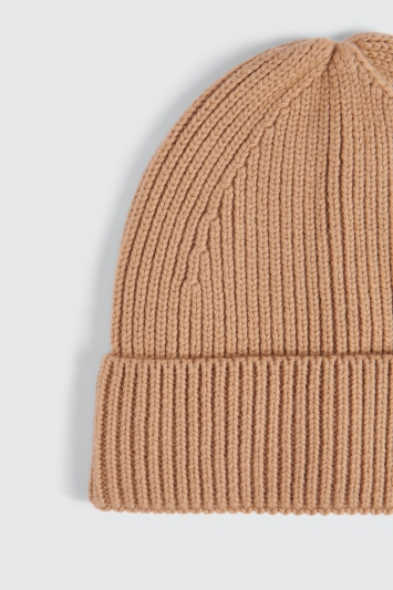 Camel Cashmere Blend Ribbed Beanie