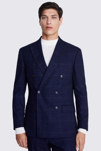 Tailored Fit Navy Black Check Jacket
