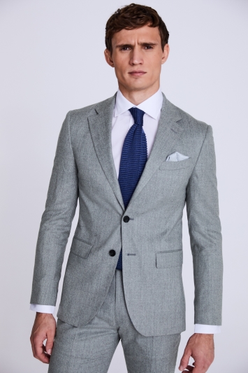 Italian Slim Fit Grey Flannel Suit Jacket