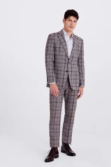 Tailored Fit Brown-Fig Check Tweed Jacket