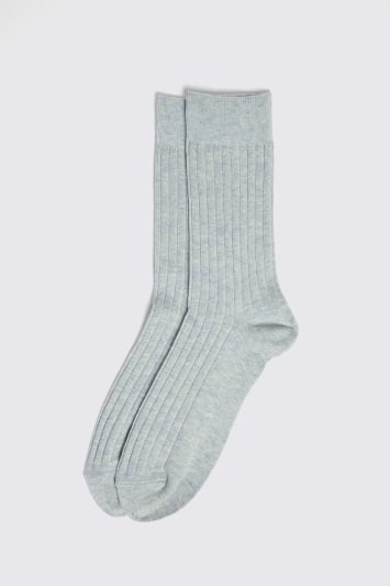 Light Blue Melange Ribbed Socks