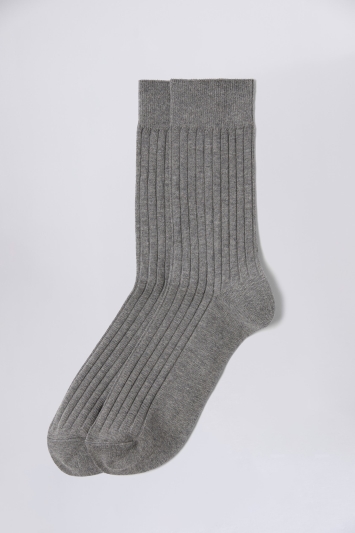 Grey Melange Ribbed Socks