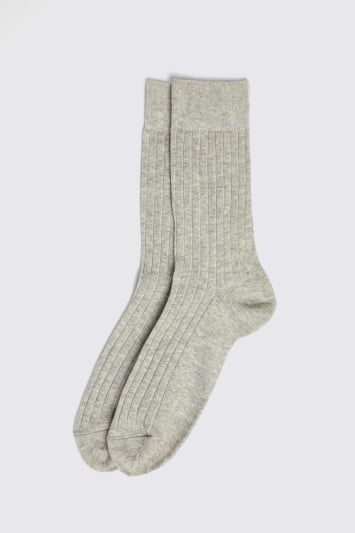Light Grey Melange Ribbed Socks
