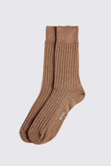 Taupe Melange Ribbed Socks