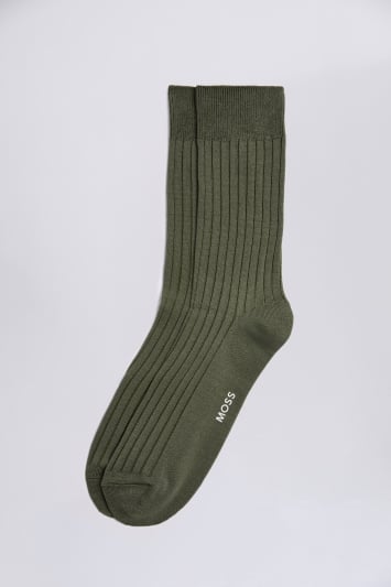 Olive Ribbed Socks